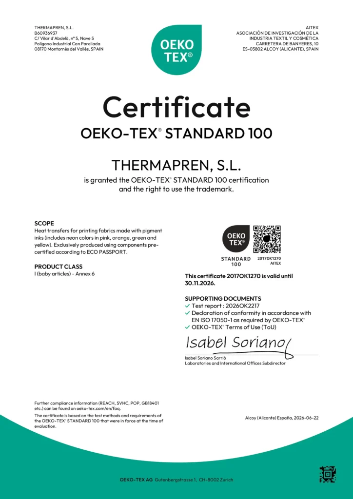 Innotransfers Certifications-Oeko-Tex